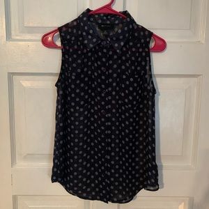 AB Studio XS Black polkadot Sleeveless Blouse